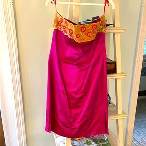 Vibrant Pink and Gold Embroidered Dress